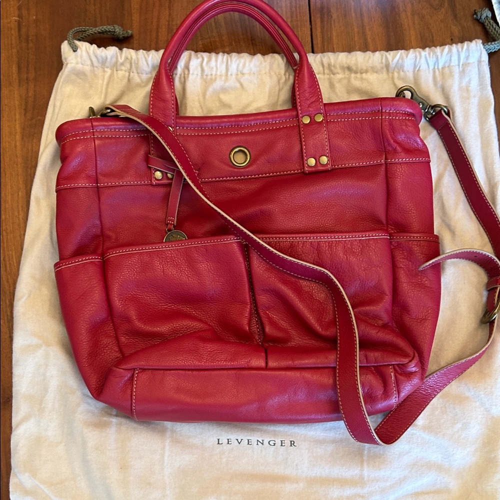 Levenger Fuchsia Leather Tote